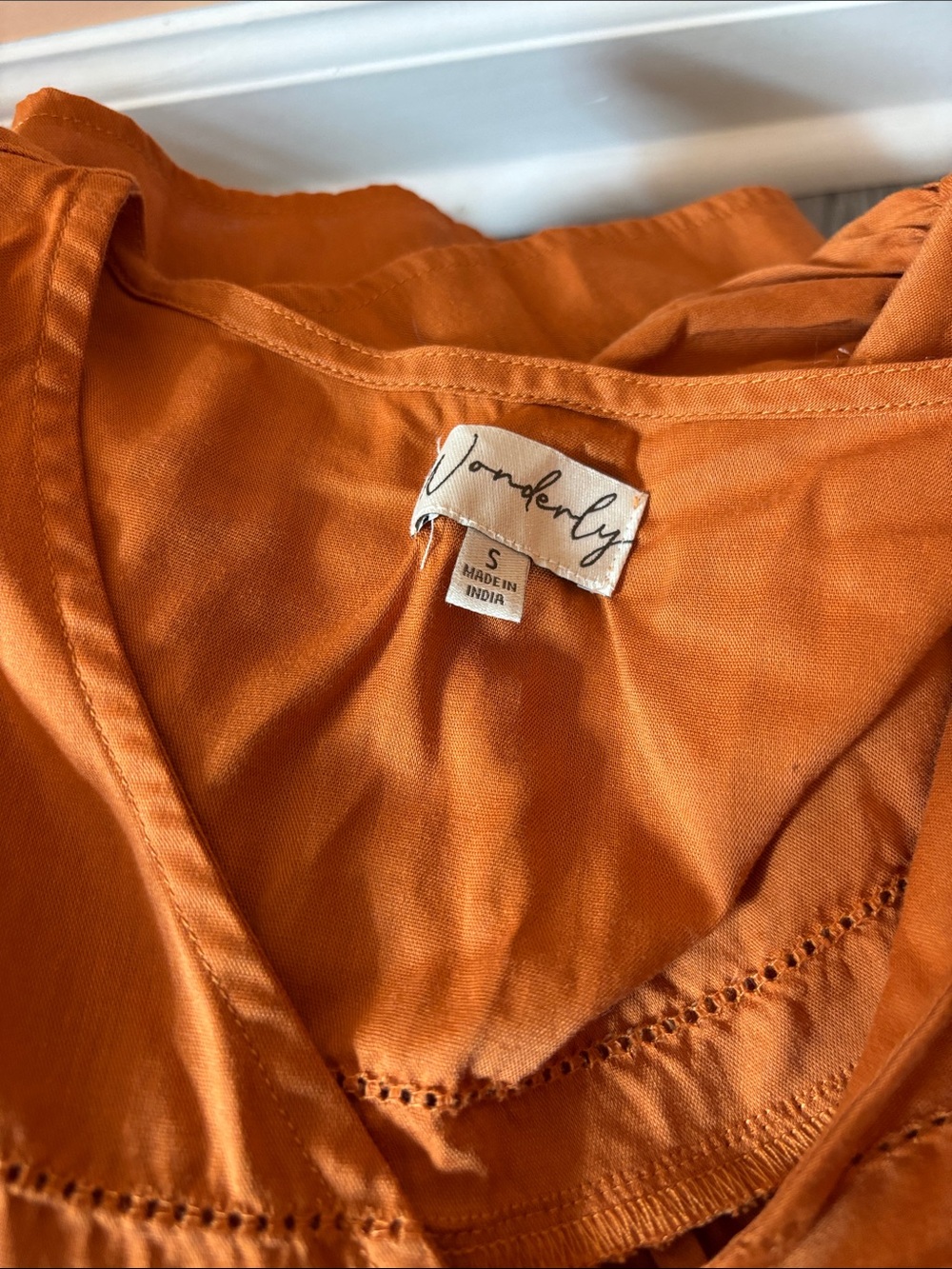 Wonderly Rust Button-Front Peasant Blouse - Picture 4 of 4